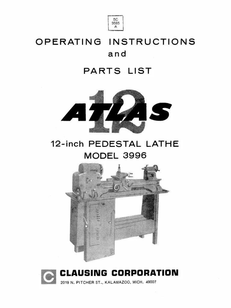 Atlas Lathe 12 3996 12x36