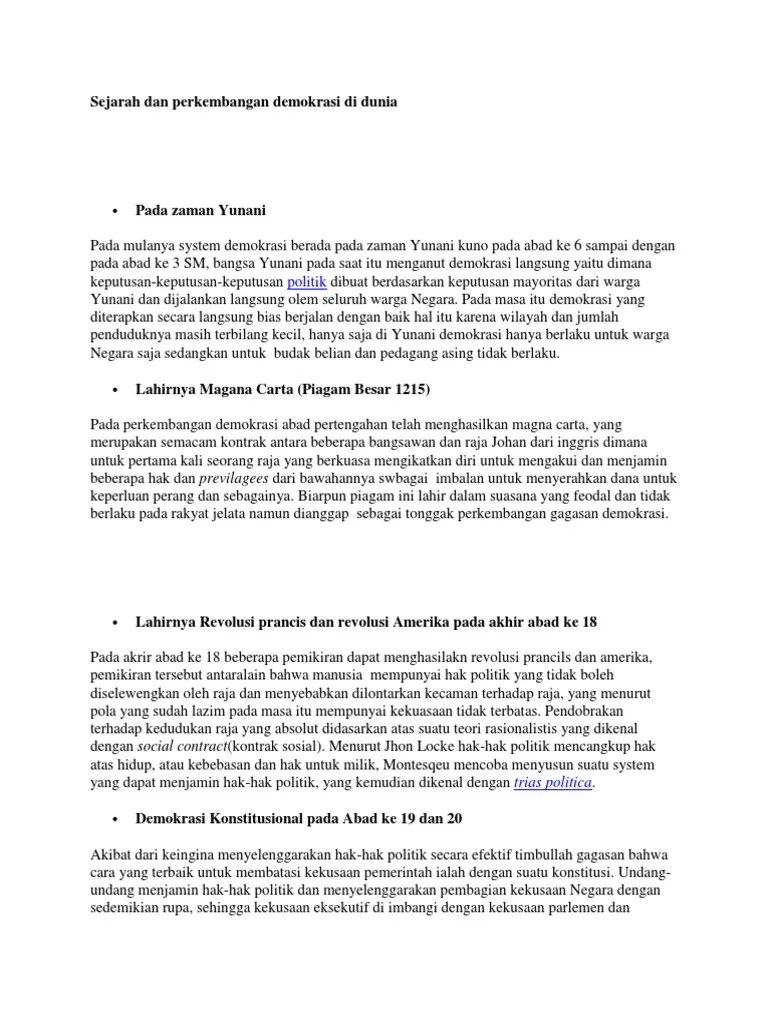 Sejarah Dan Perkembangan Demokrasi | PDF