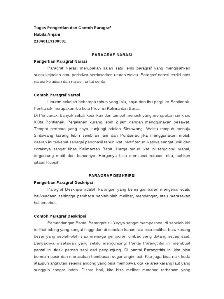 Contoh Paragraf Naratif Deskriptif Kumpulan Tugas Sekolah