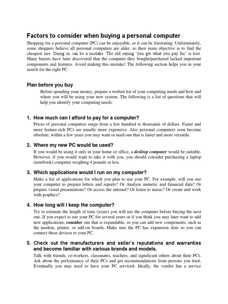 Factors to Consider When Buying a Personal Computer Printer