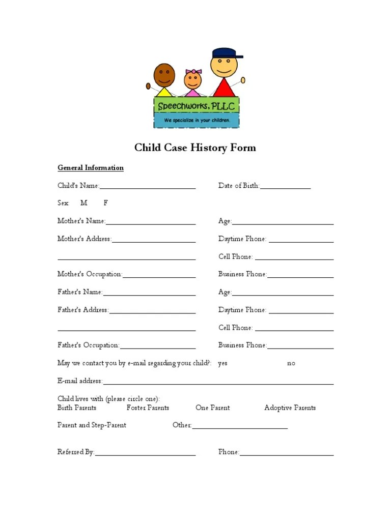 Case History Form PDF Individualized Education Program Medicine