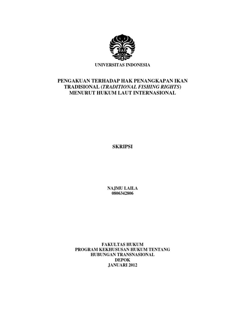 Pengakuan Terhadap Hak Penangkapan Ikan Tradisional (Traditional Fishing Rights) Menurut Hukum Laut Internasional | Pdf