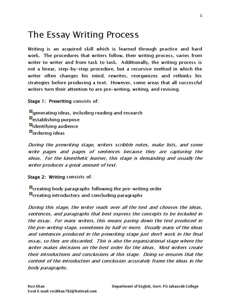 The Essay Writing Process Essays Citation
