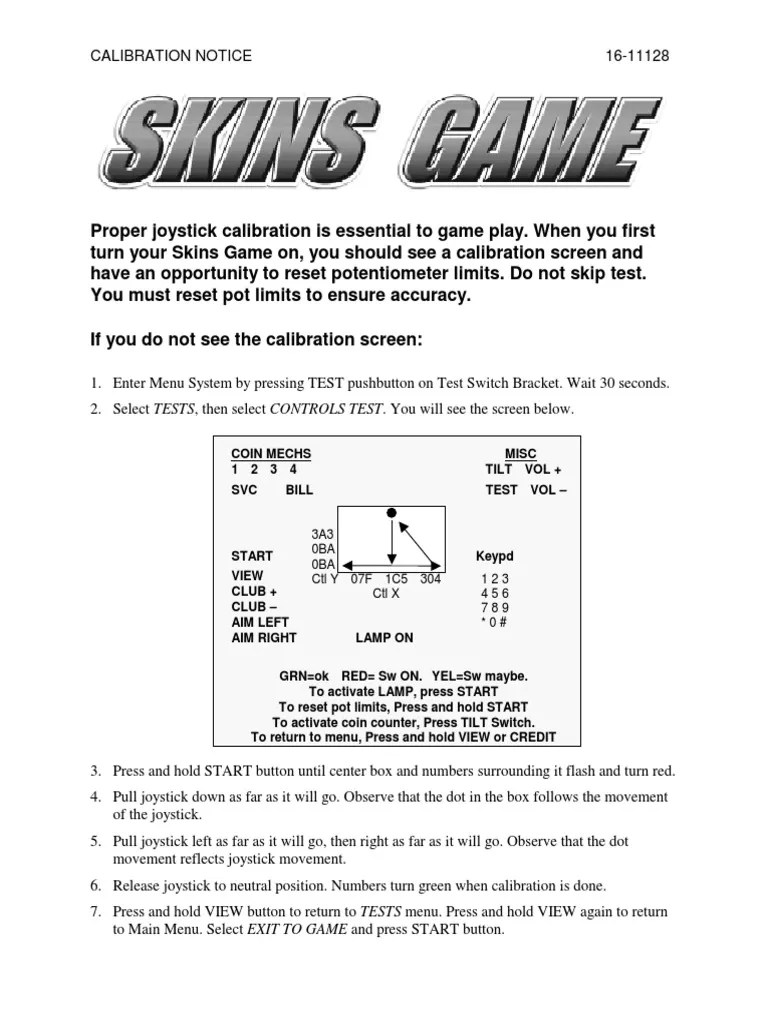 Skins Game (Joystick Calibration) (English) PDF