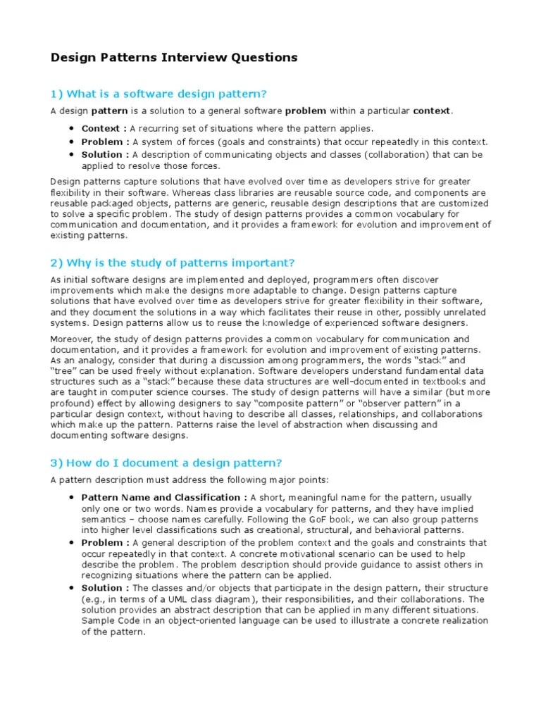 Design Patterns Interview Questions PDF Inheritance (Object