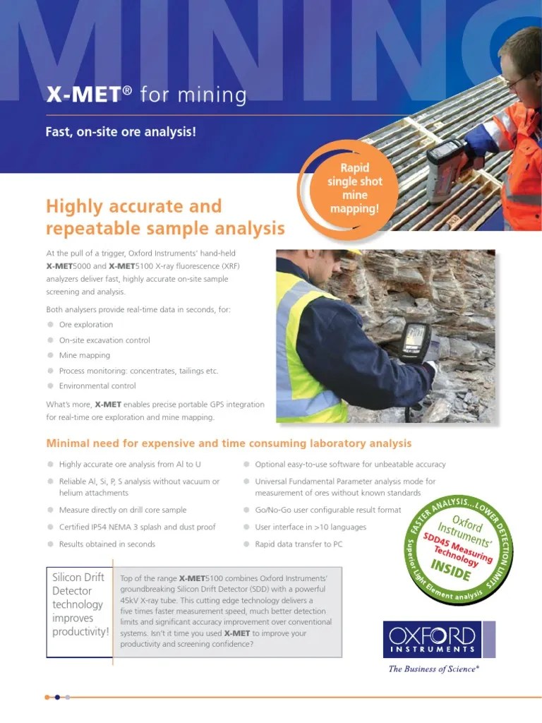 X MET Hand Held XRF Analyzer For Ore Analysis PDF PDF Accuracy And