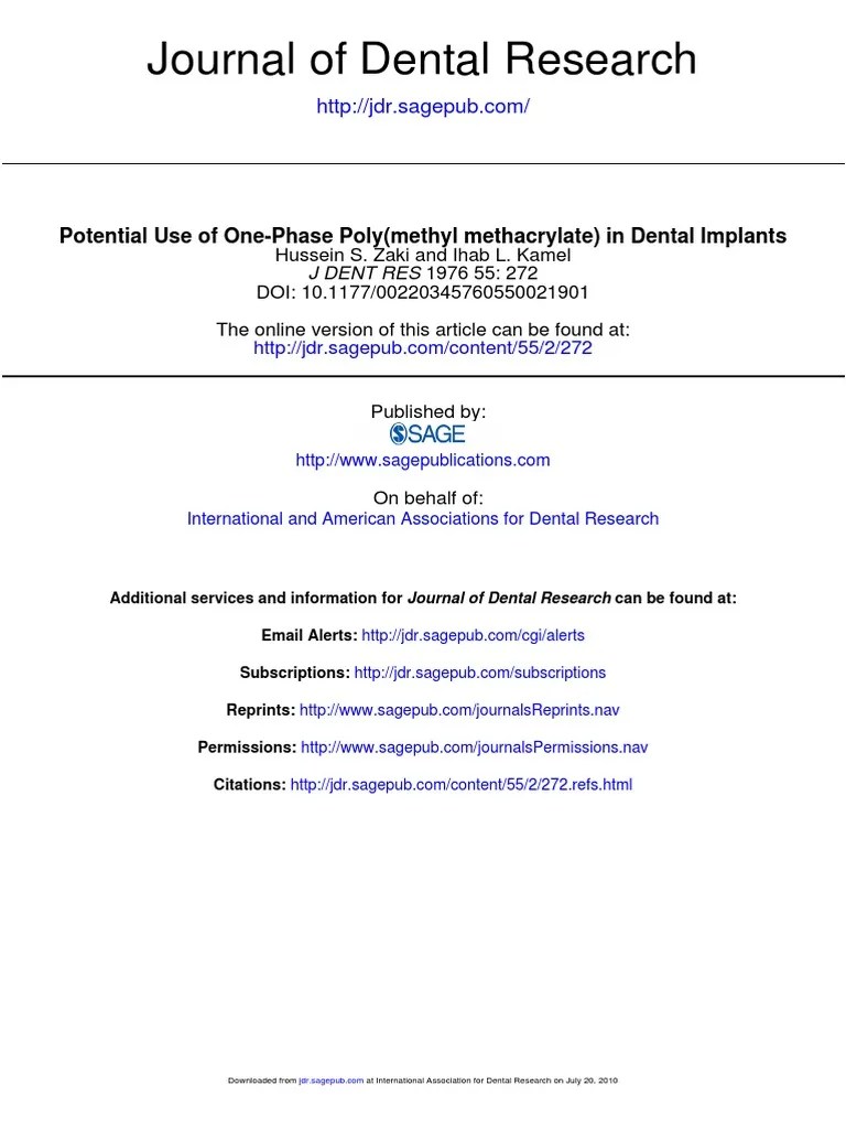 lPotential Use of OnePhase Poly (methyl methacrylate) in Dental