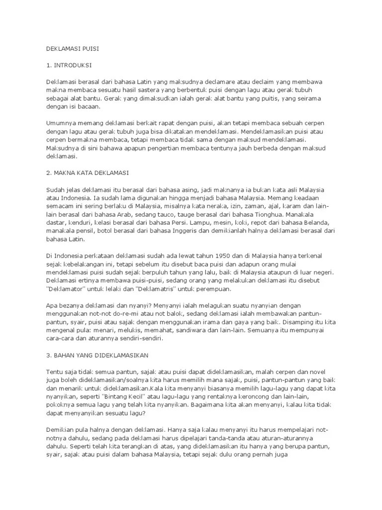 Deklamasi Sajak In English