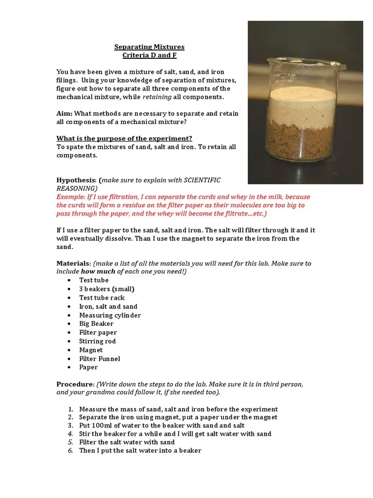 Solubility Lab Report PDF Filtration Mixture