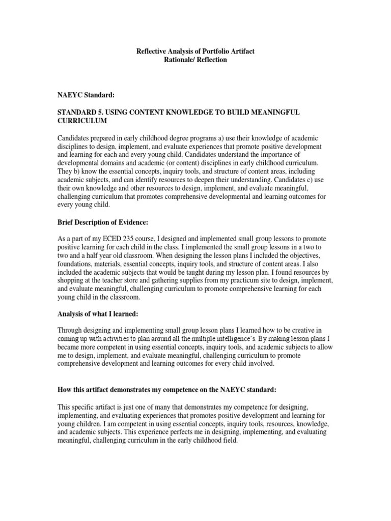 naeyc standard 5 Lesson Plan Early Childhood Education