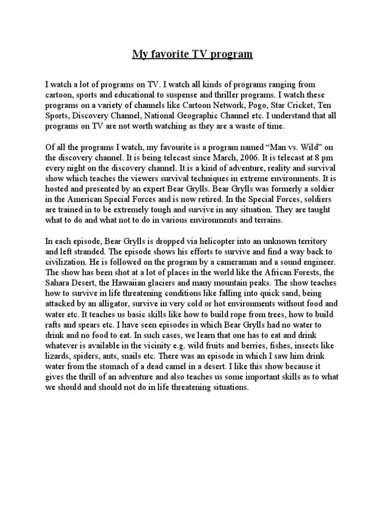 My Favorite TV Program Nature