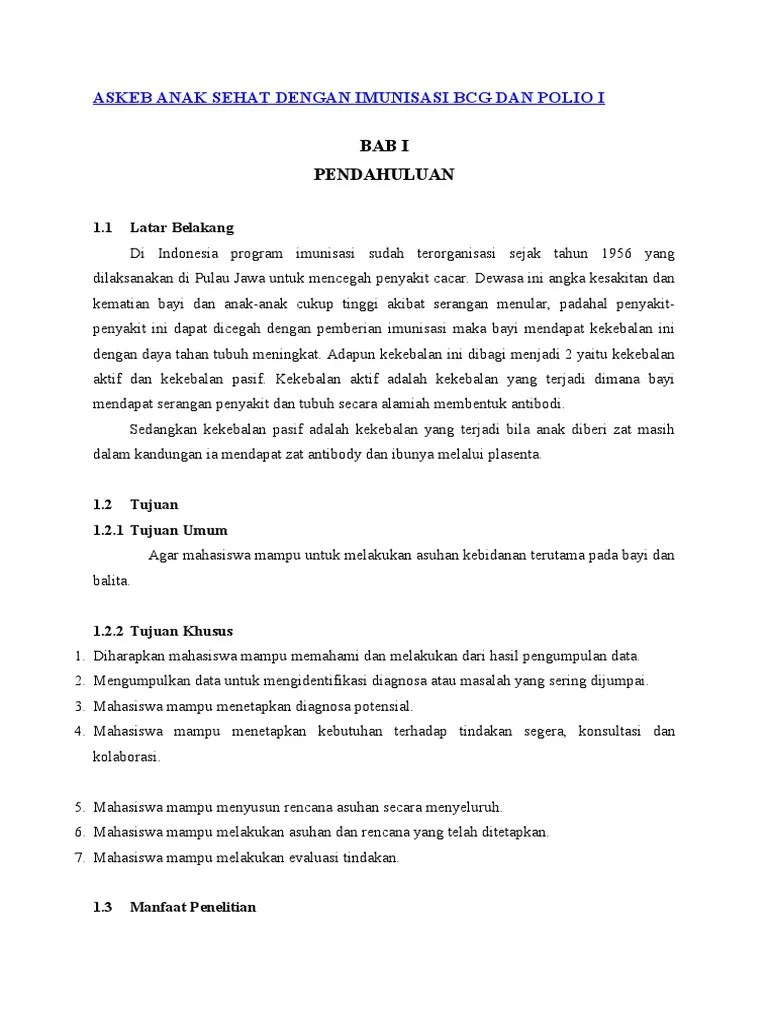 Askeb Anak Sehat Dengan Imunisasi BCG Dan Polio I PDF