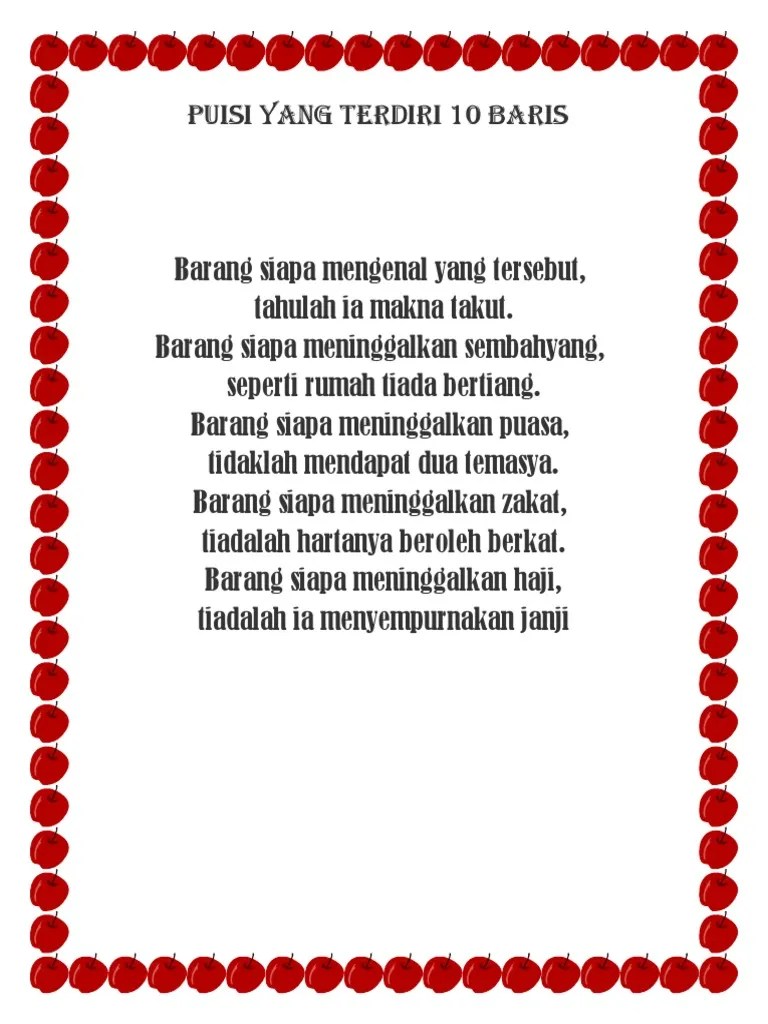 Puisi Yang Terdiri 10 Baris