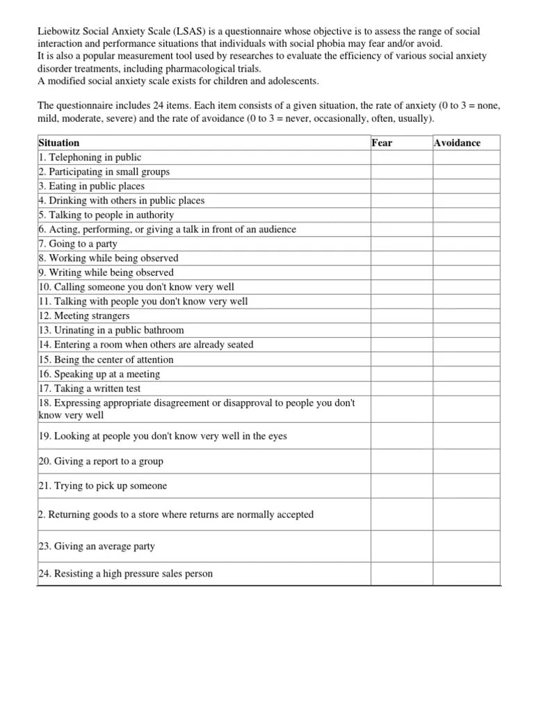 Liebowitz Social Anxiety Scale