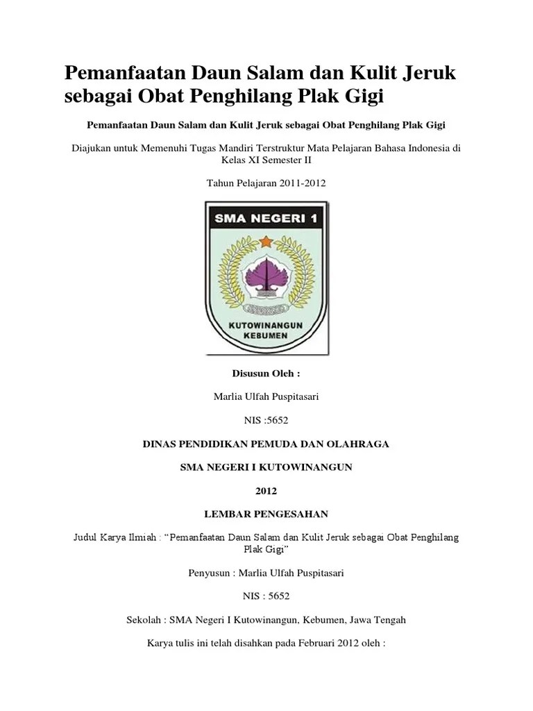 Pemanfaatan Daun Salam dan Kulit Jeruk sebagai Obat Penghilang Plak