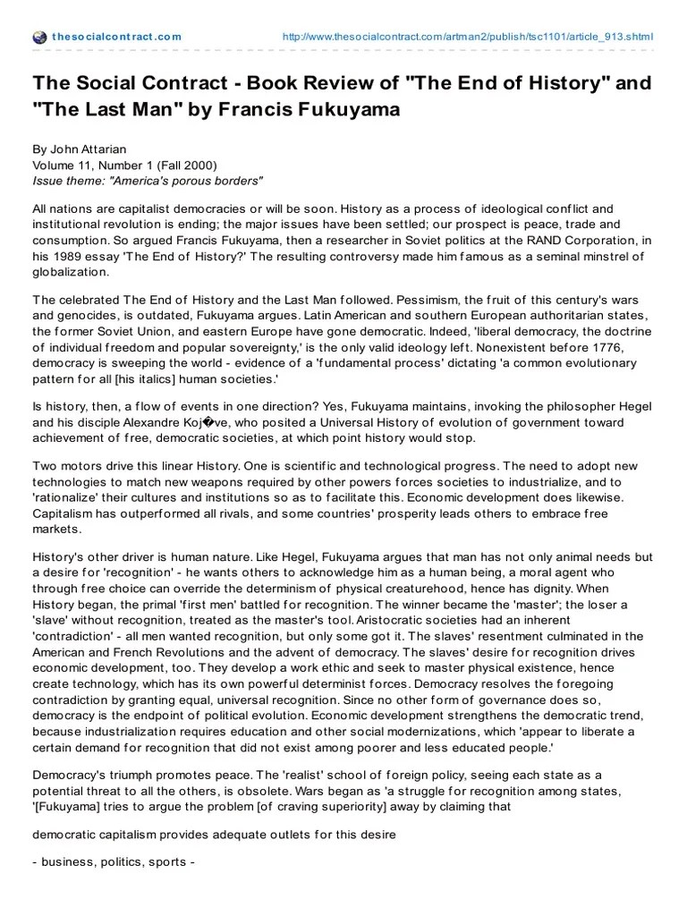 The End of History and the Last Man by Francis Fukuyama review