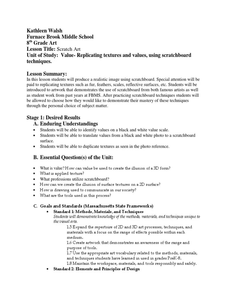 Scratchboard Lesson Plan PDF Perspective (Graphical) Drawing