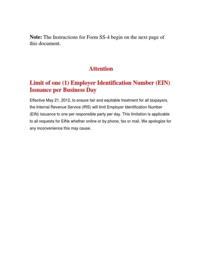 ss4 instructions.pdf Irs Tax Forms Limited Liability Company