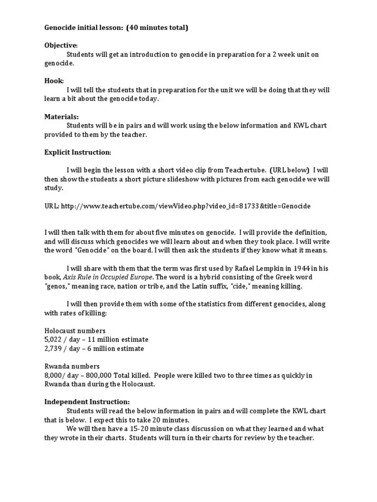 Genocides In History Worksheet