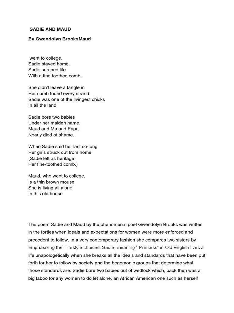 Sadie and Maud Gender Role Women's Rights