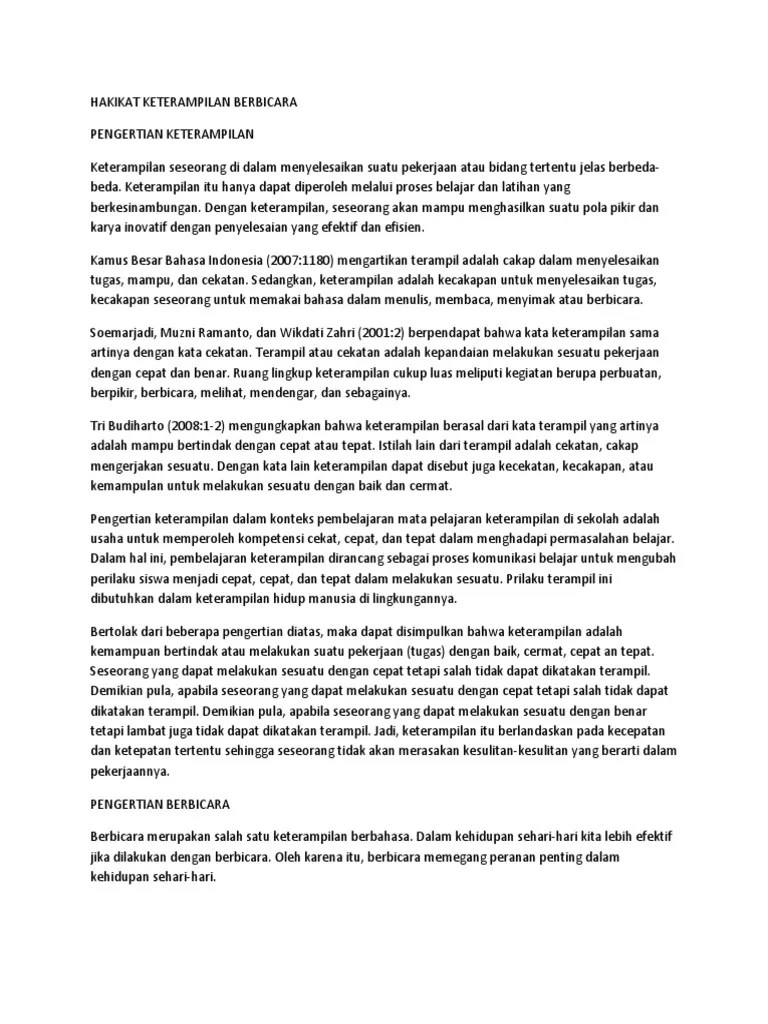 Hakikat Keterampilan Berbicara | PDF