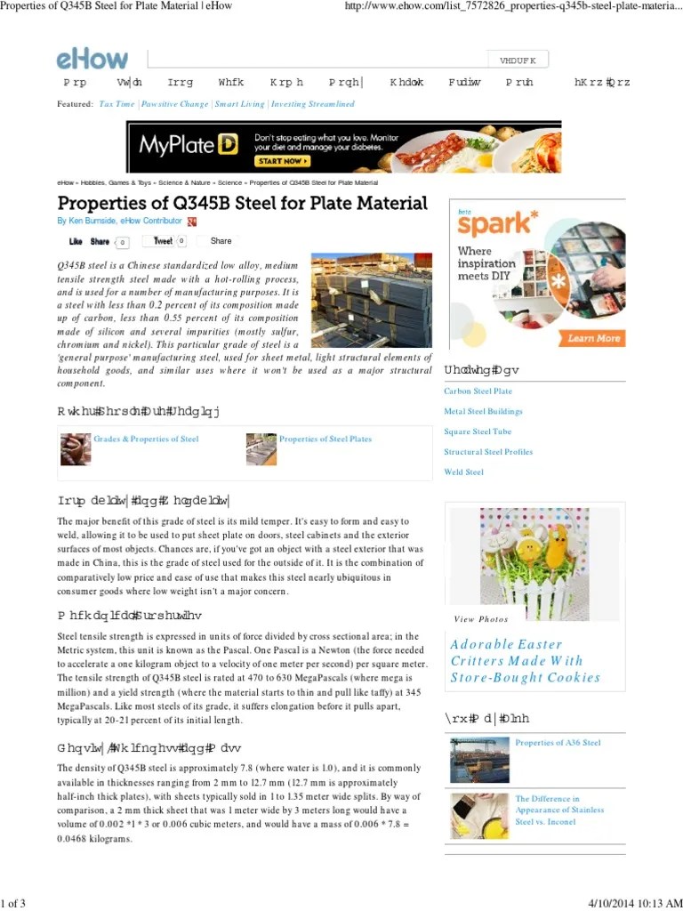 Properties of Q345B Steel For Plate Material Ehow PDF Structural