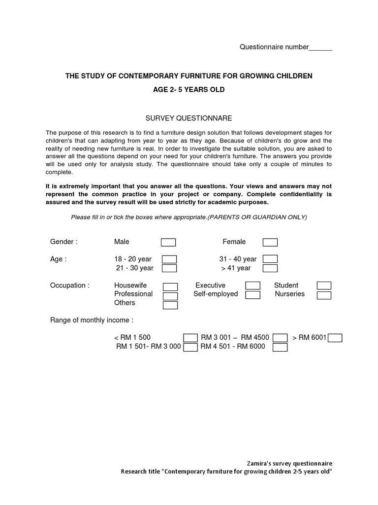 Questionnaire On Furniture Project PDF Questionnaire Science