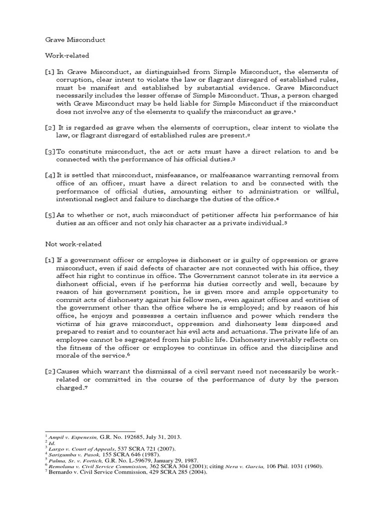 Grave Misconduct Dishonesty Corruption