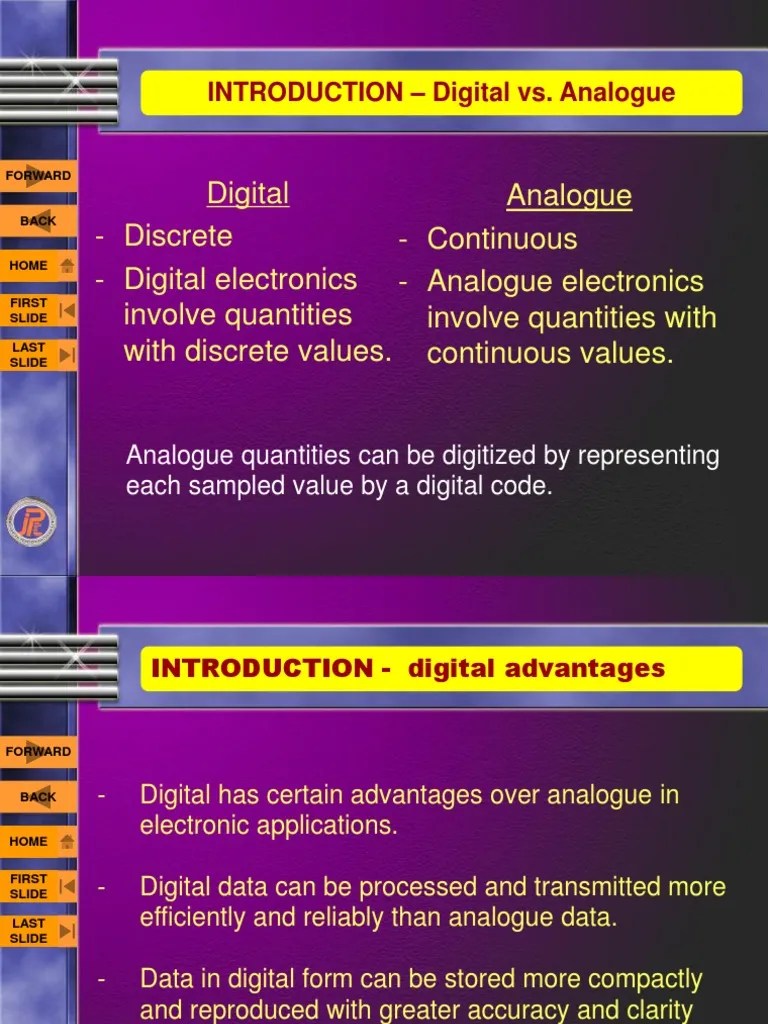 Digital vs. Analogue An Introduction to Discrete and Continuous