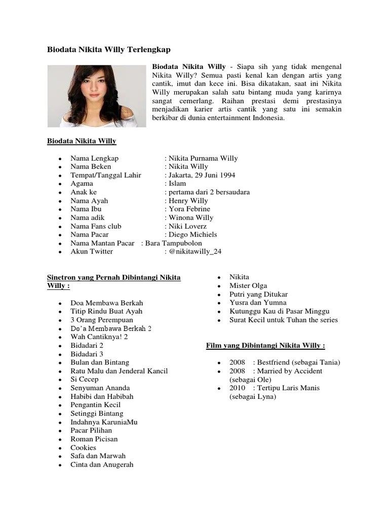 Biografi Lengkap Nikita Willy – Lakaran