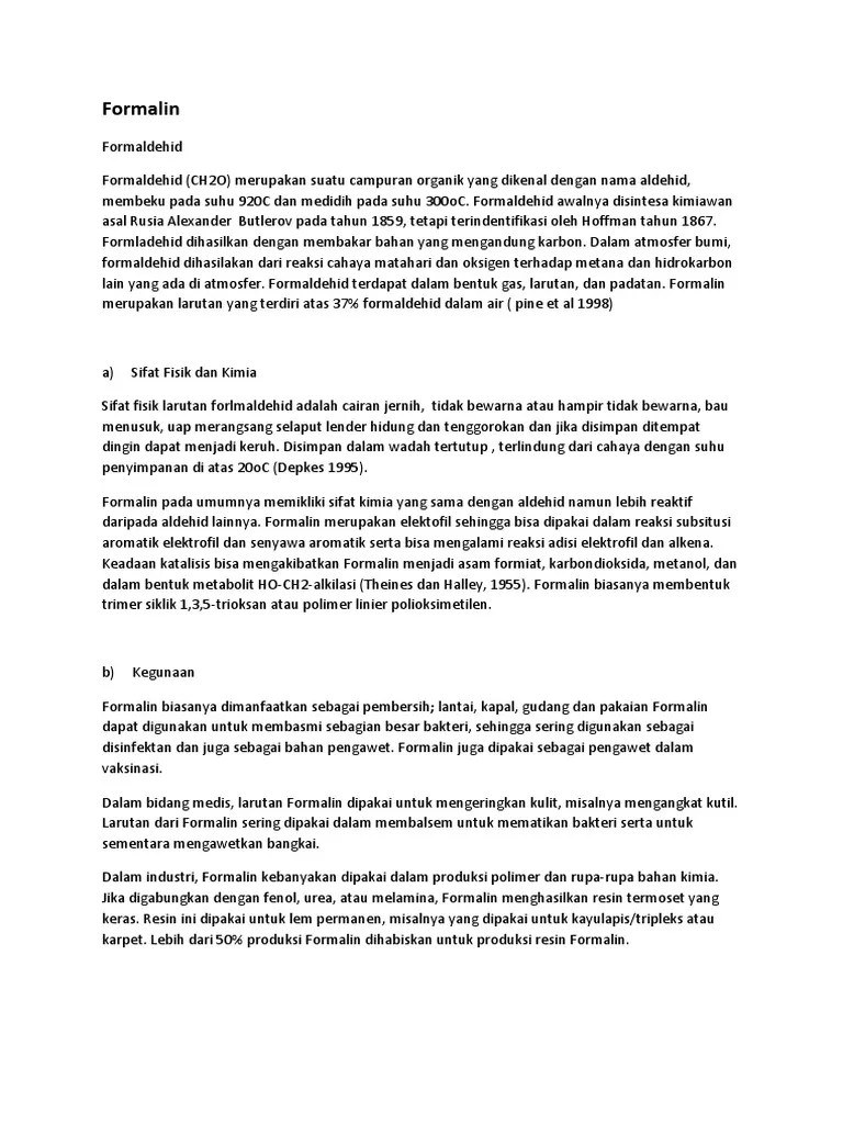 Polimer Sifat Fisik Kimia Formalin | PDF