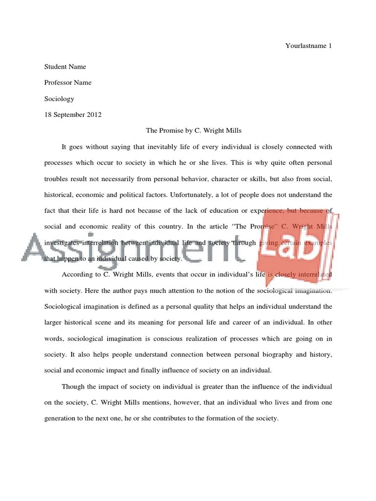 C wright mills the promise of sociology summary. The Promise C Wright
