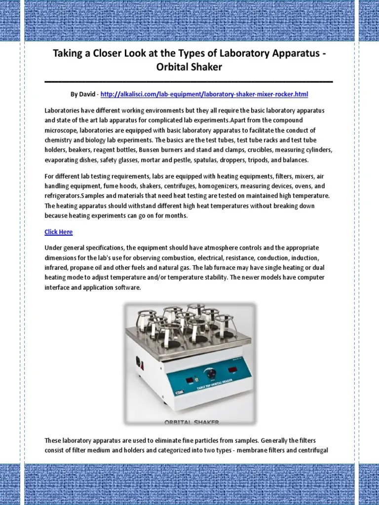 Orbital Shaker Filtration Laboratories