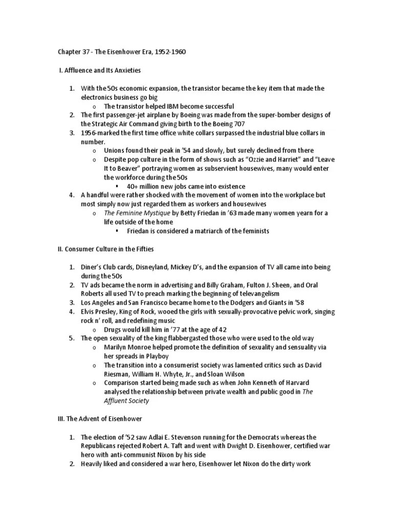 APUSH Chapter 37 Outline Dwight D. Eisenhower Cold War
