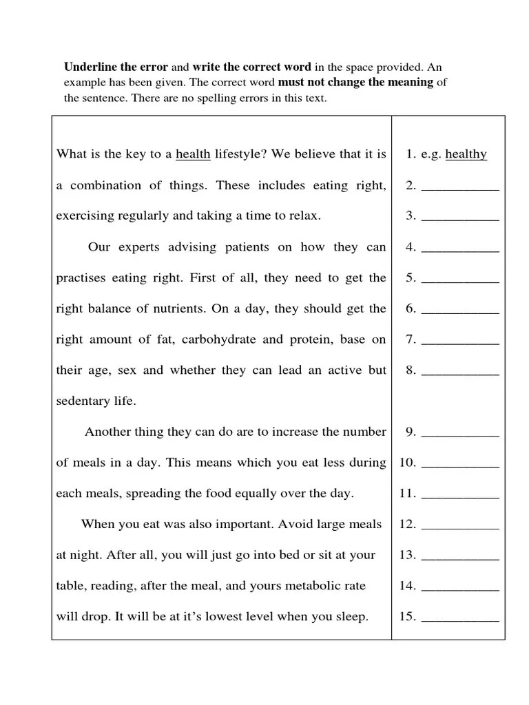 Sentence Correction Exercise