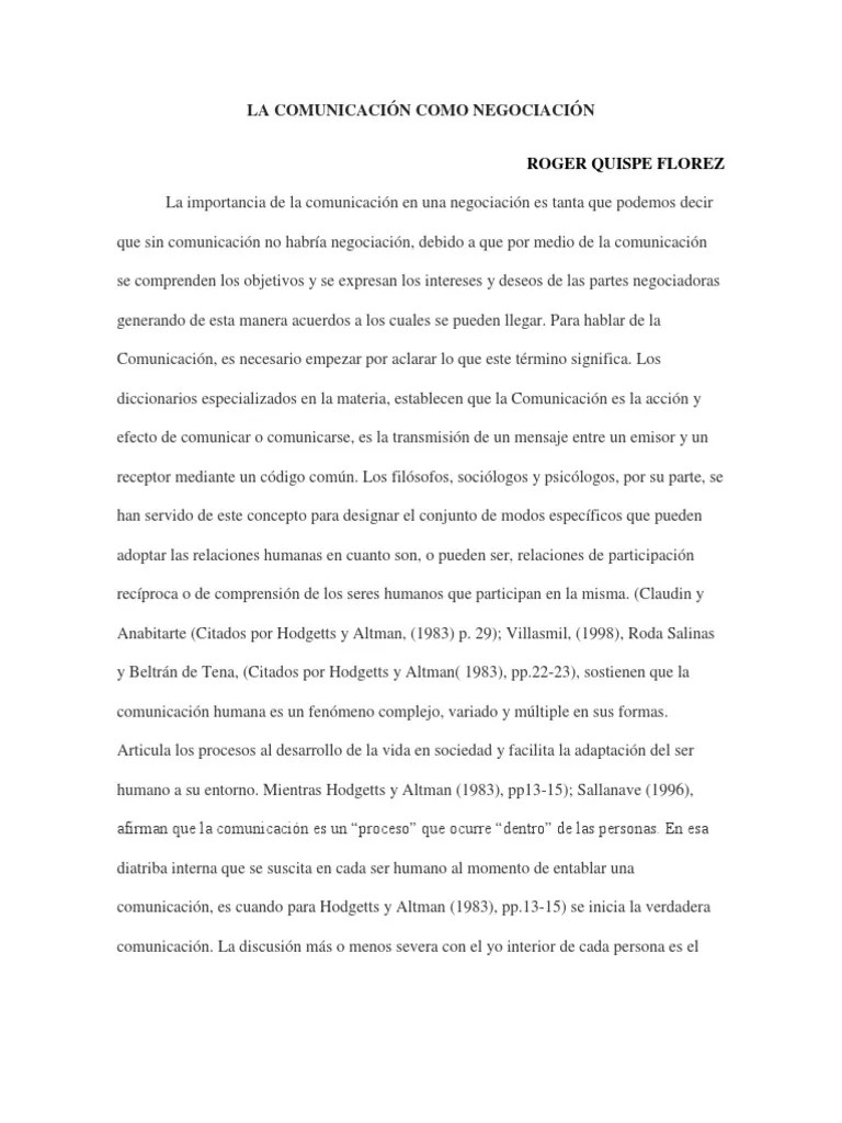 Ensayo Final Roger Quispe Flórez Conflicto (proceso) Comunicación