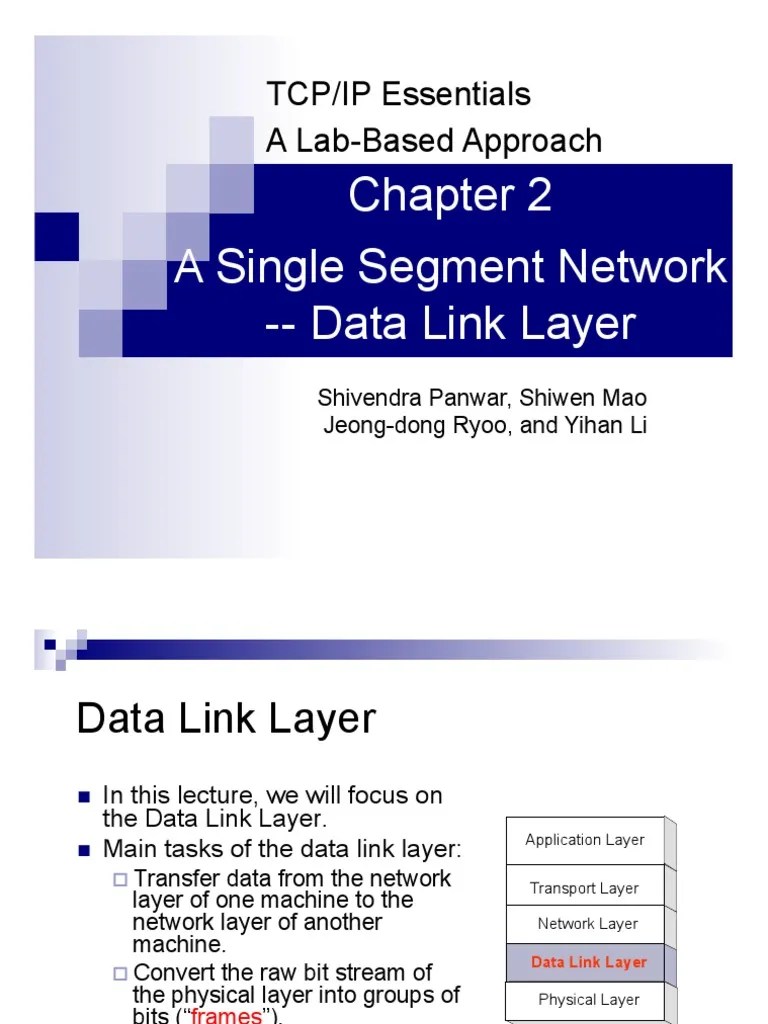 A Single Segment Network Data Link Layer TCP/IP Essentials A LabBased Approach PDF