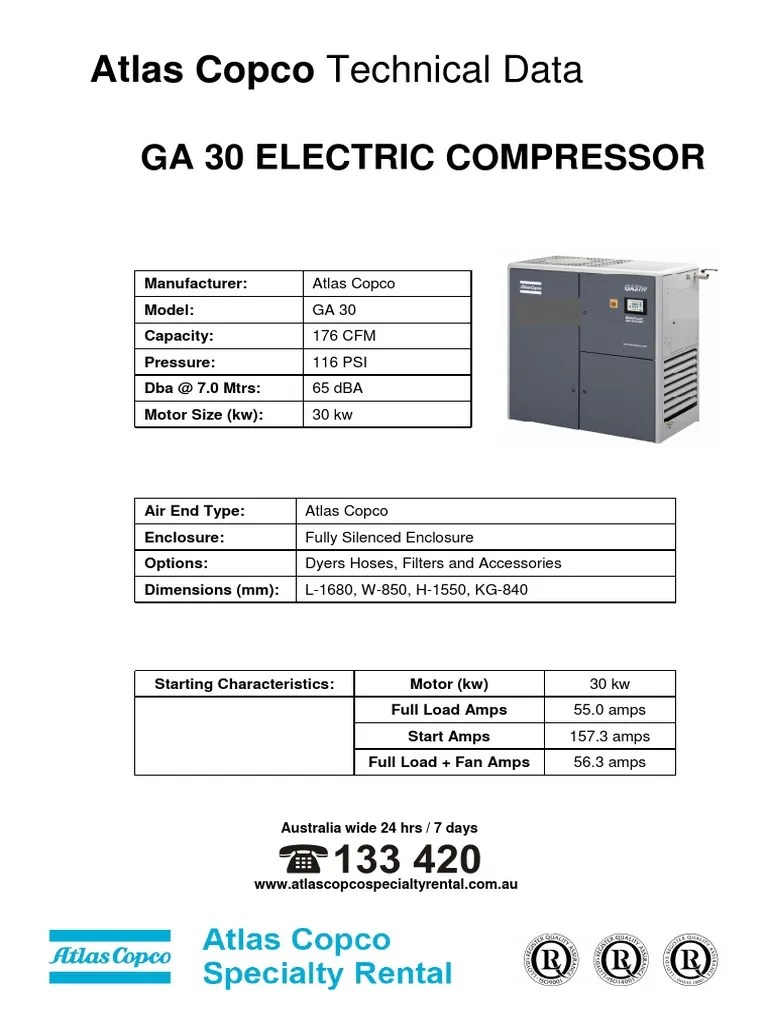 Atlas Copco Technical Data GA30