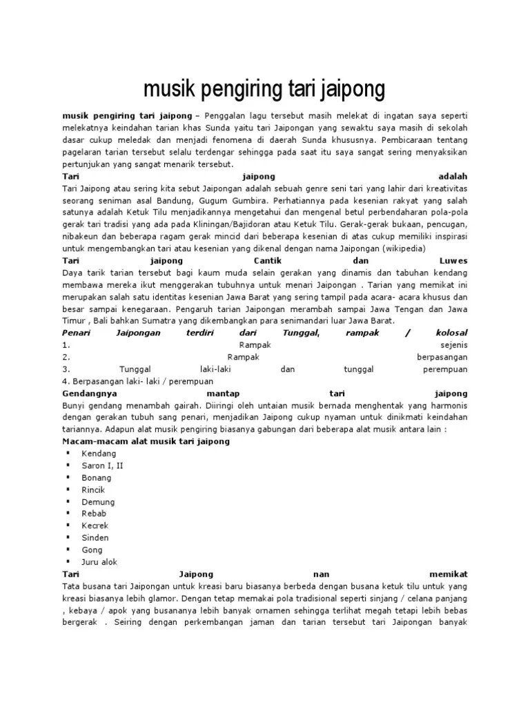 Musik Pengiring Tari Jaipong | PDF