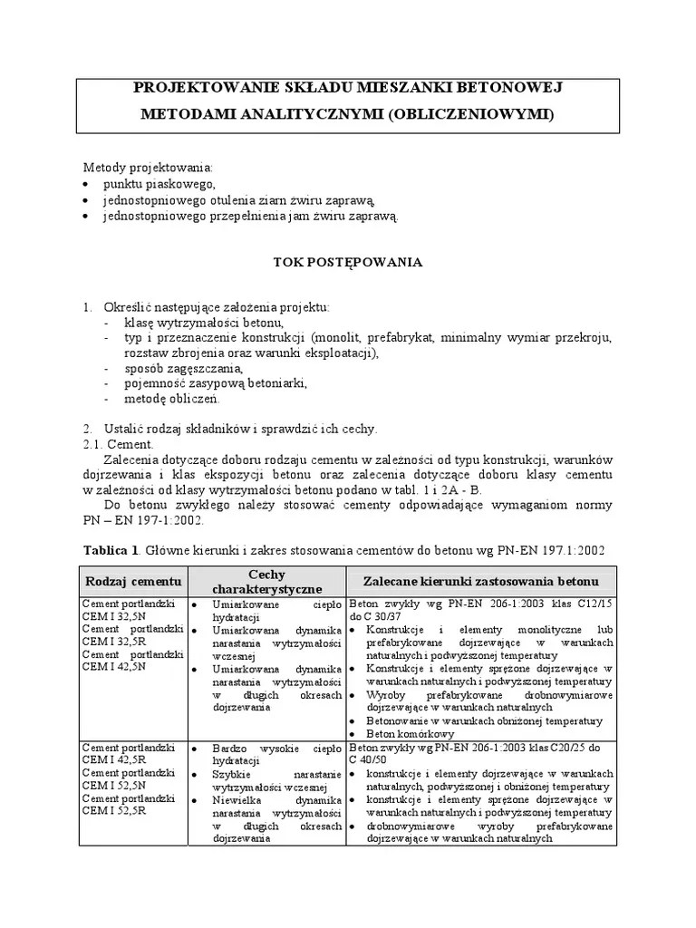 Projektowanie Skladu Mieszanki Betonowej Pdf