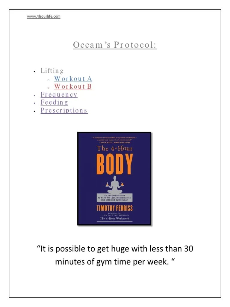 Occams Protocol Cheat Sheet Kettlebell Physical Exercise