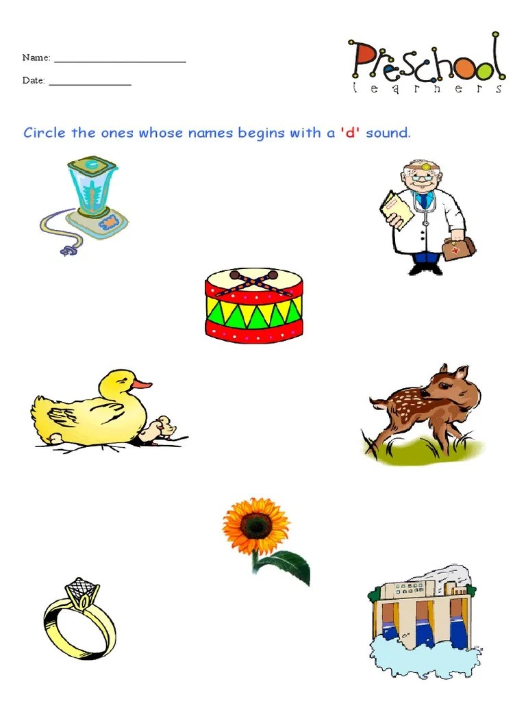 Circle The Ones Whose Names Begins With A Sound. Name Date PDF