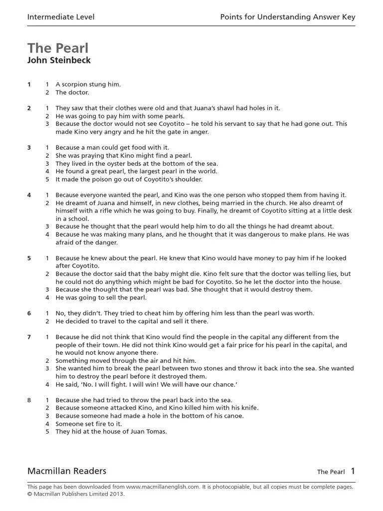 The Pearl Points For Understanding Answer Key | PDF