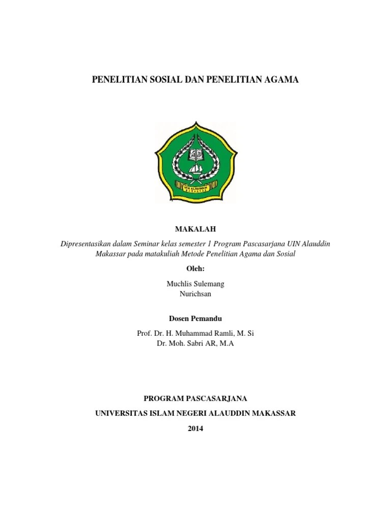 PENELITIAN SOSIAL DAN PENELITIAN AGAMA