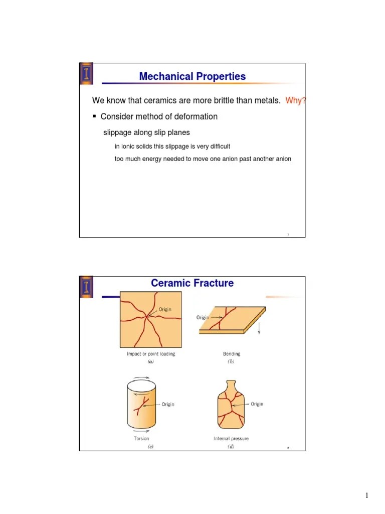Mechanical Properties We Know That Ceramics Are More Brittle Than Metals. Consider Method of