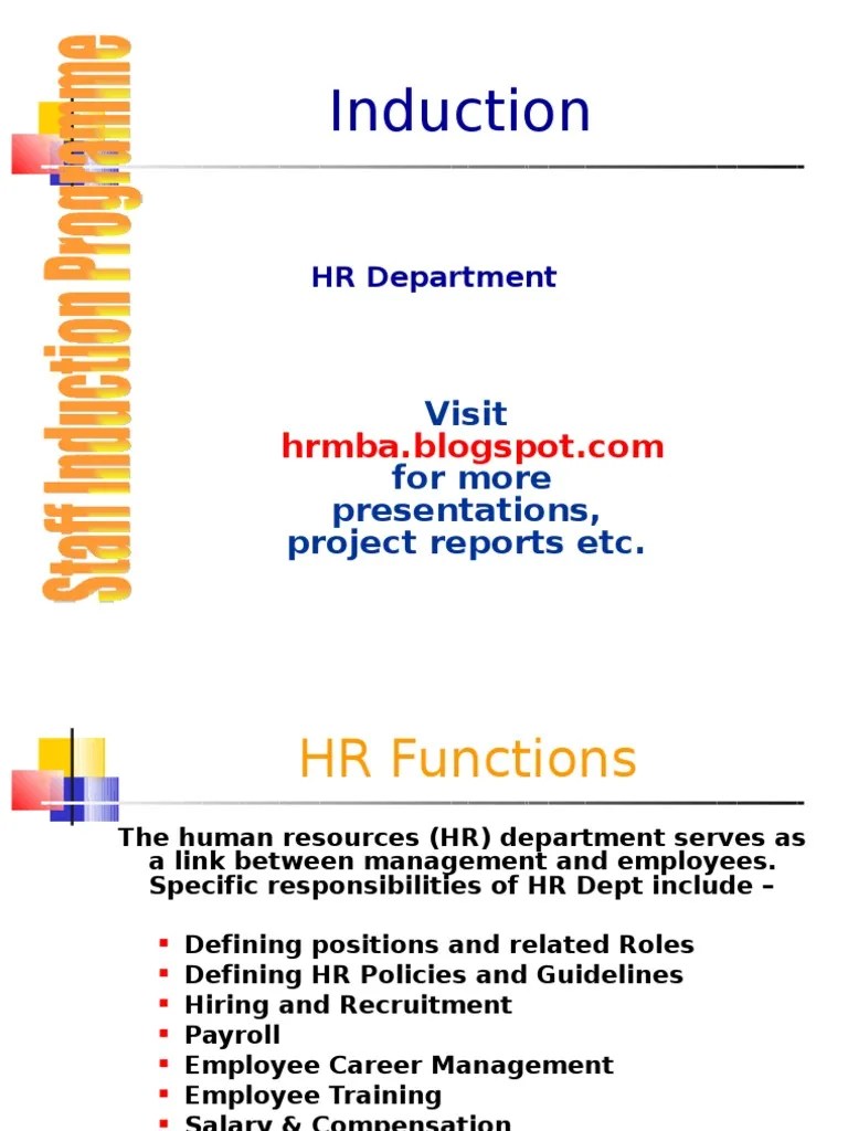 Induction Hr Ppt Human Resources Performance Appraisal