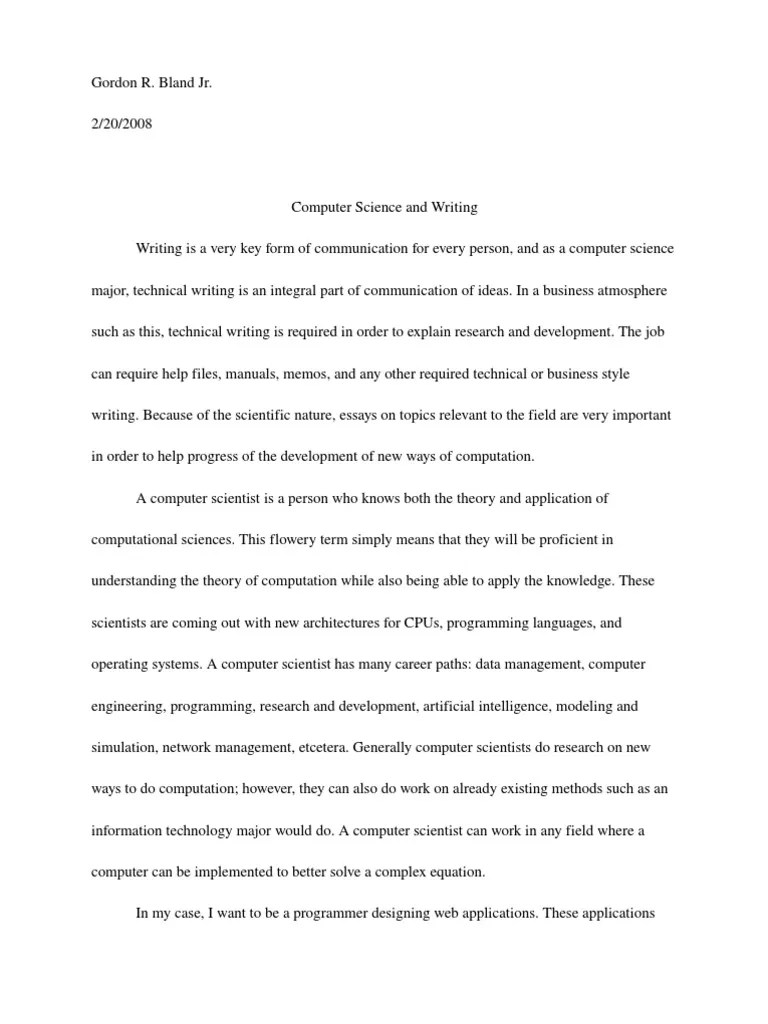 Writing in the Computer Science Field Computer Science Graphical