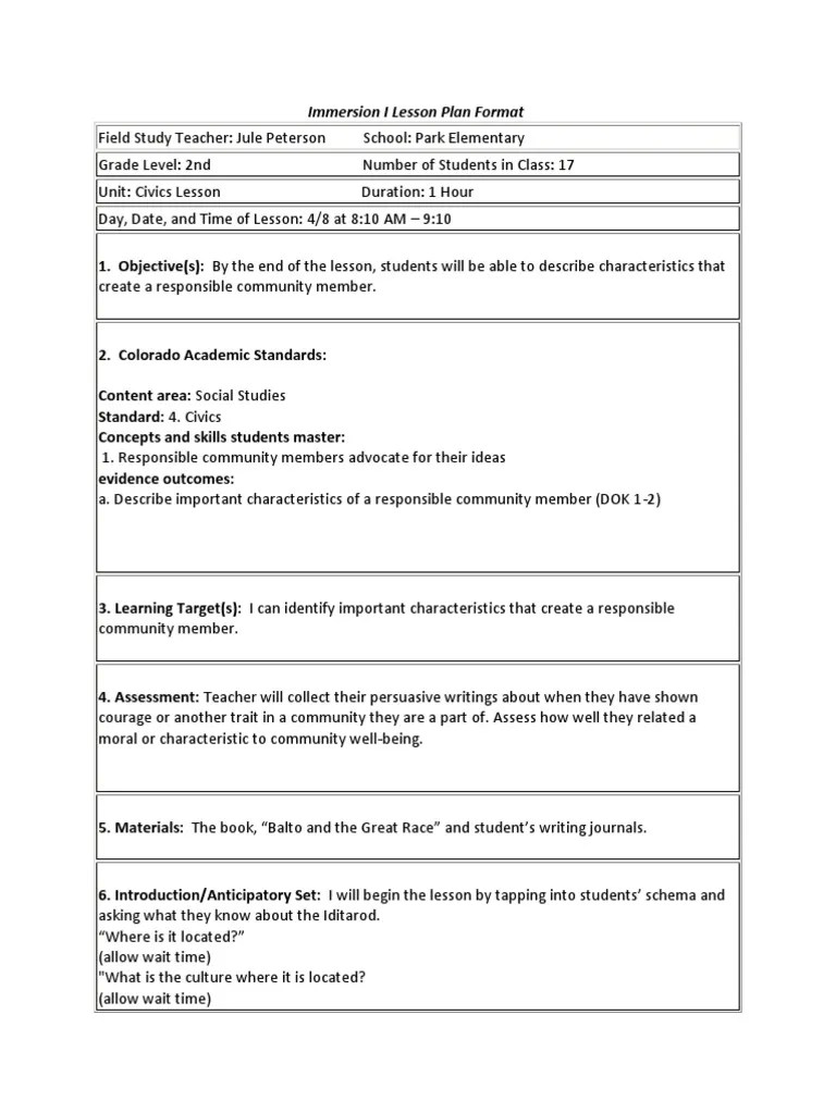 Community Lesson Plan1 Lesson Plan Understanding
