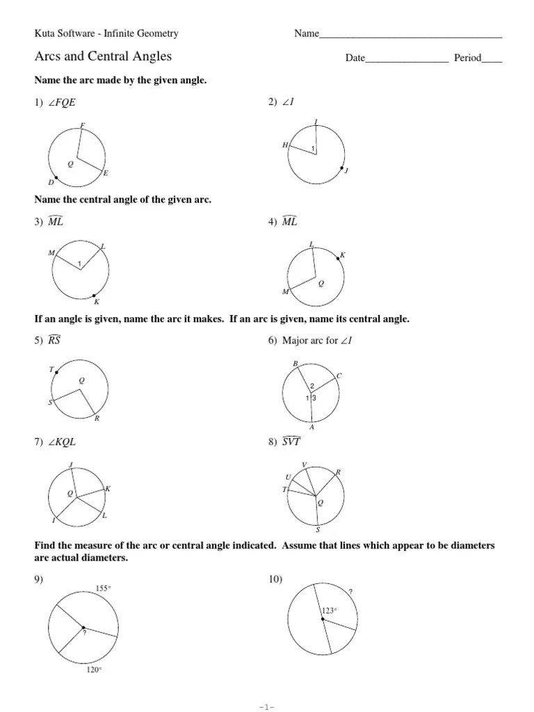 Find Each Angle And Arc Measures Worksheet Answers