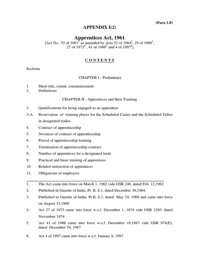 Apprentice Act 1961 PDF